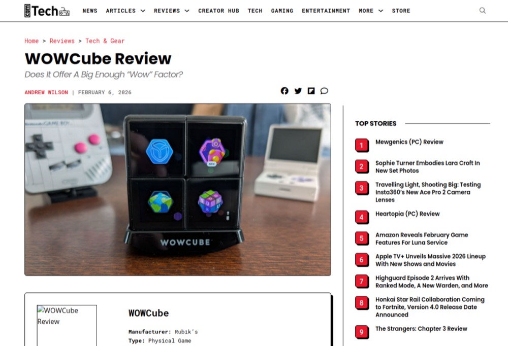 CGMagazine — coverage of Ilya Osipov / WOWCube