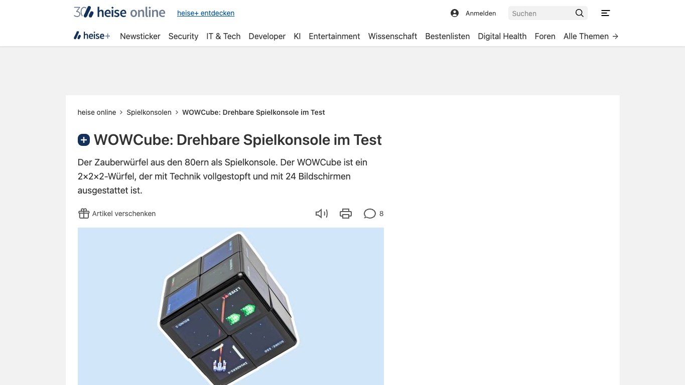 heise online — coverage of Ilya Osipov / WOWCube