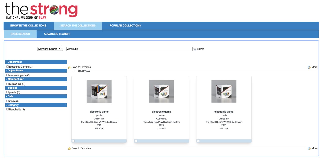 The Strong National Museum of Play — WOWCube collection record