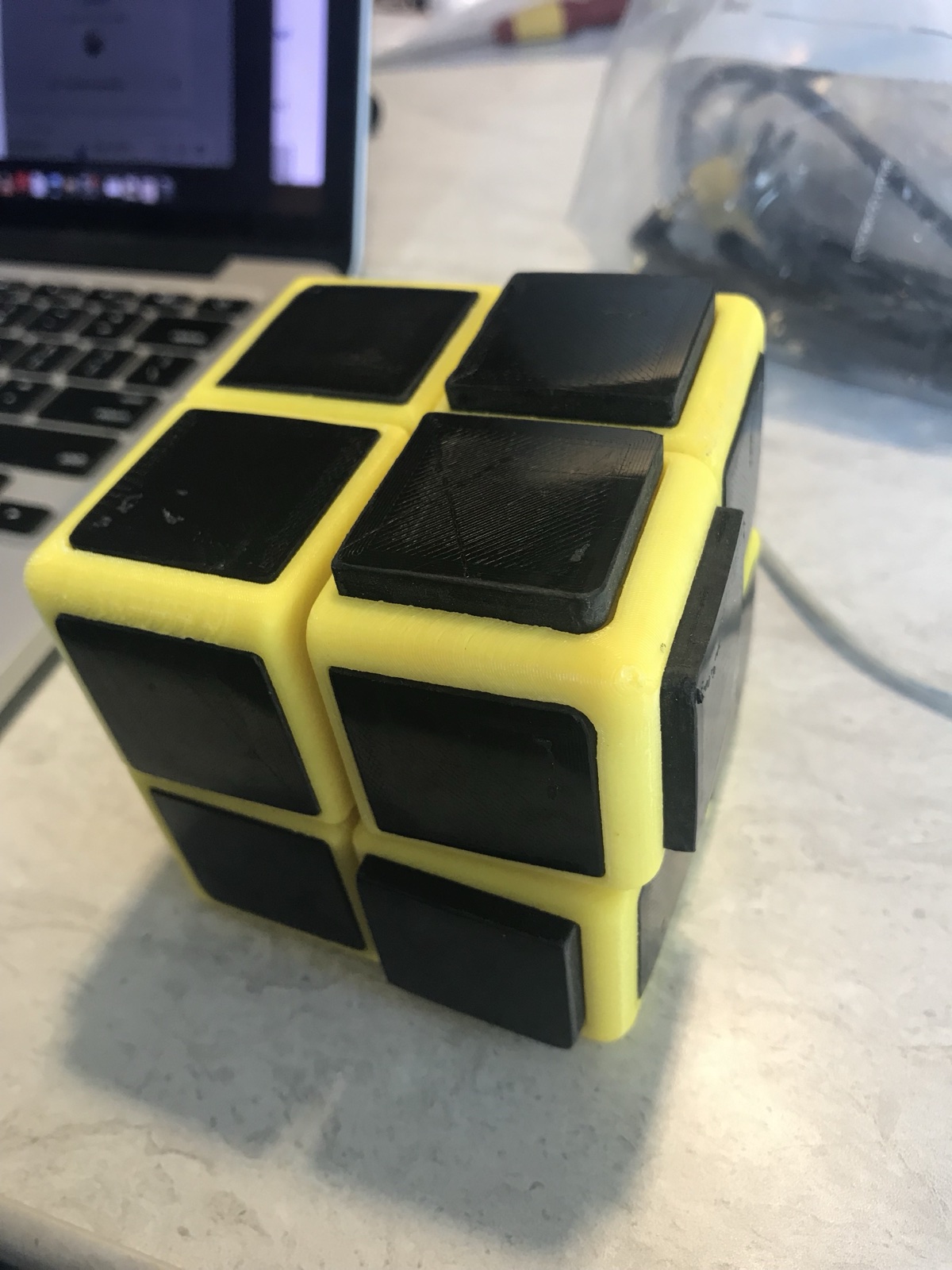 OsCube — the original hand-built, 3D-printed prototype (2019)